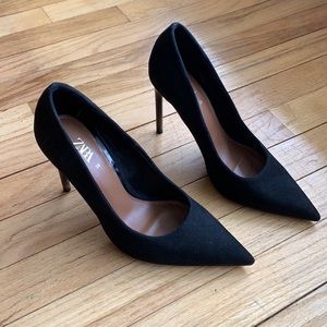Zara Tortoise Shell Suede Heels